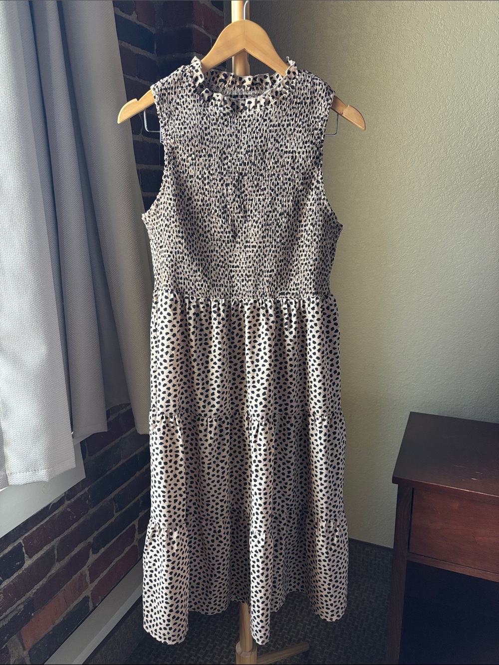 SHEIN Beige and Black Dalmatian Print Curve Dress Size 1X